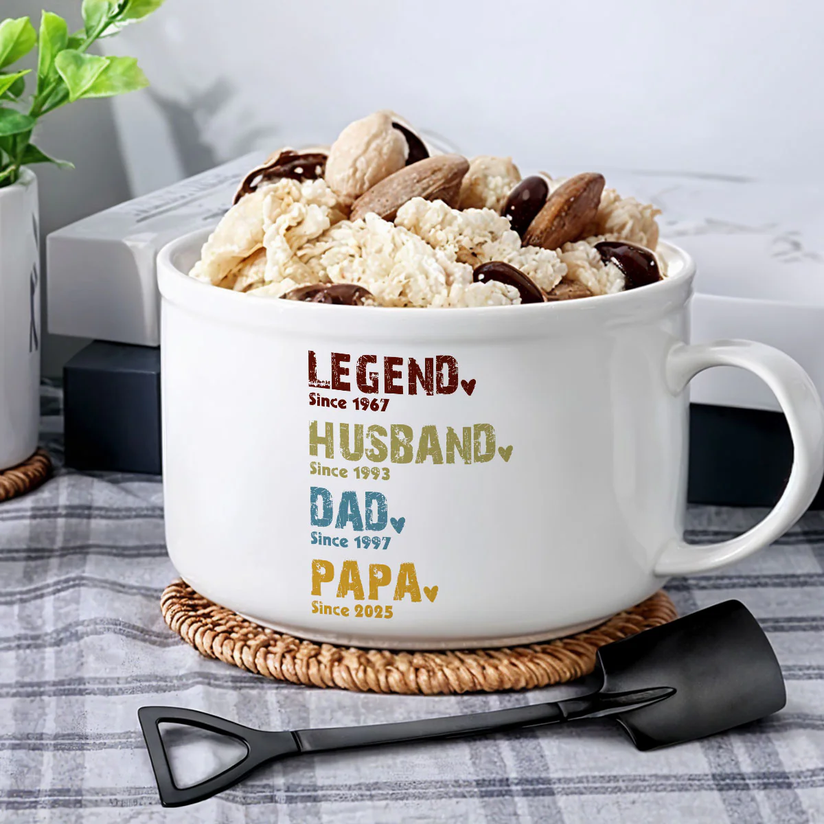 Legend, Husband, Dad, Grandpa - Personalized Custom Ceramic Bowl - Image 2