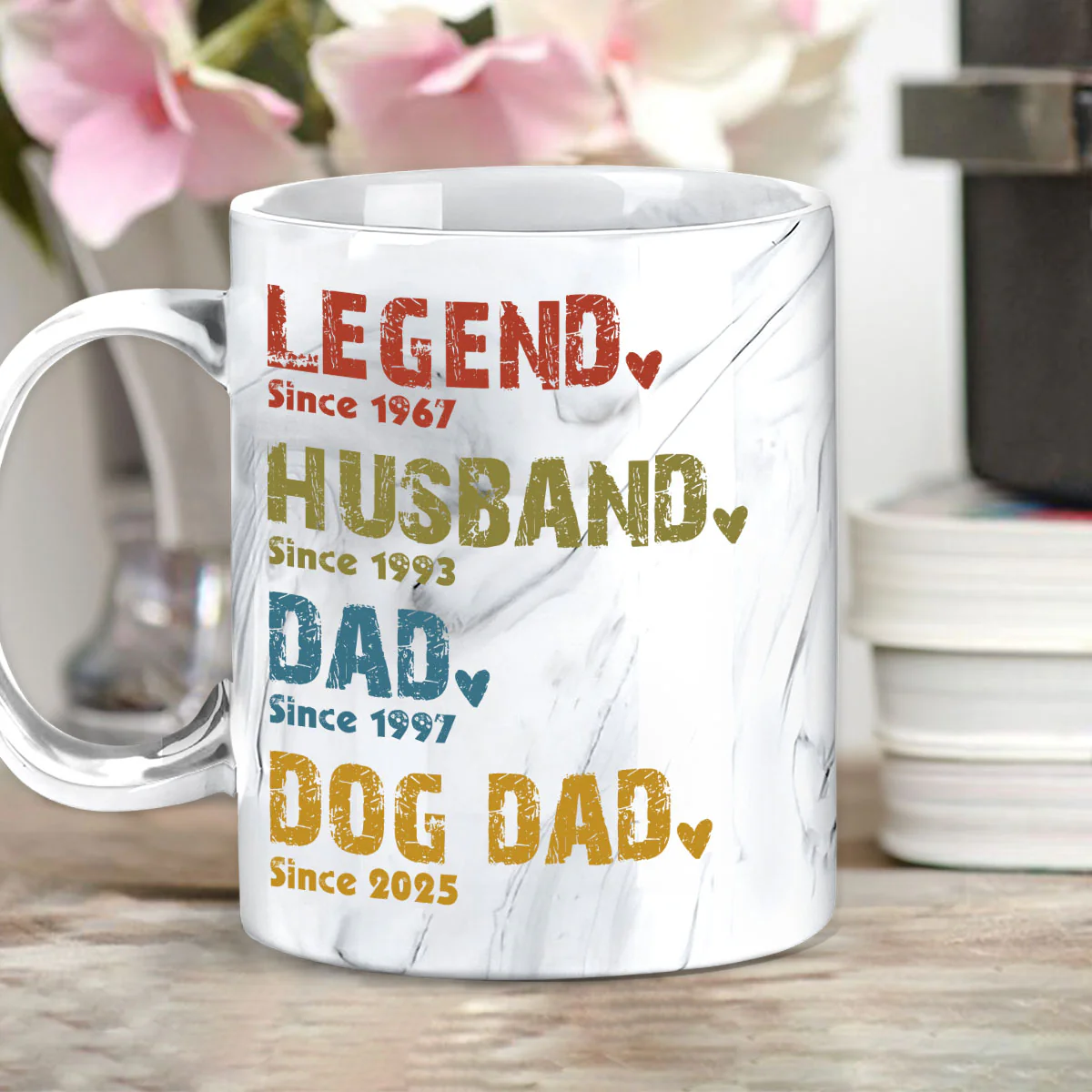 Legend, Husband, Dad, Grandpa - Personalized Custom Grey Marble Mug - Image 2