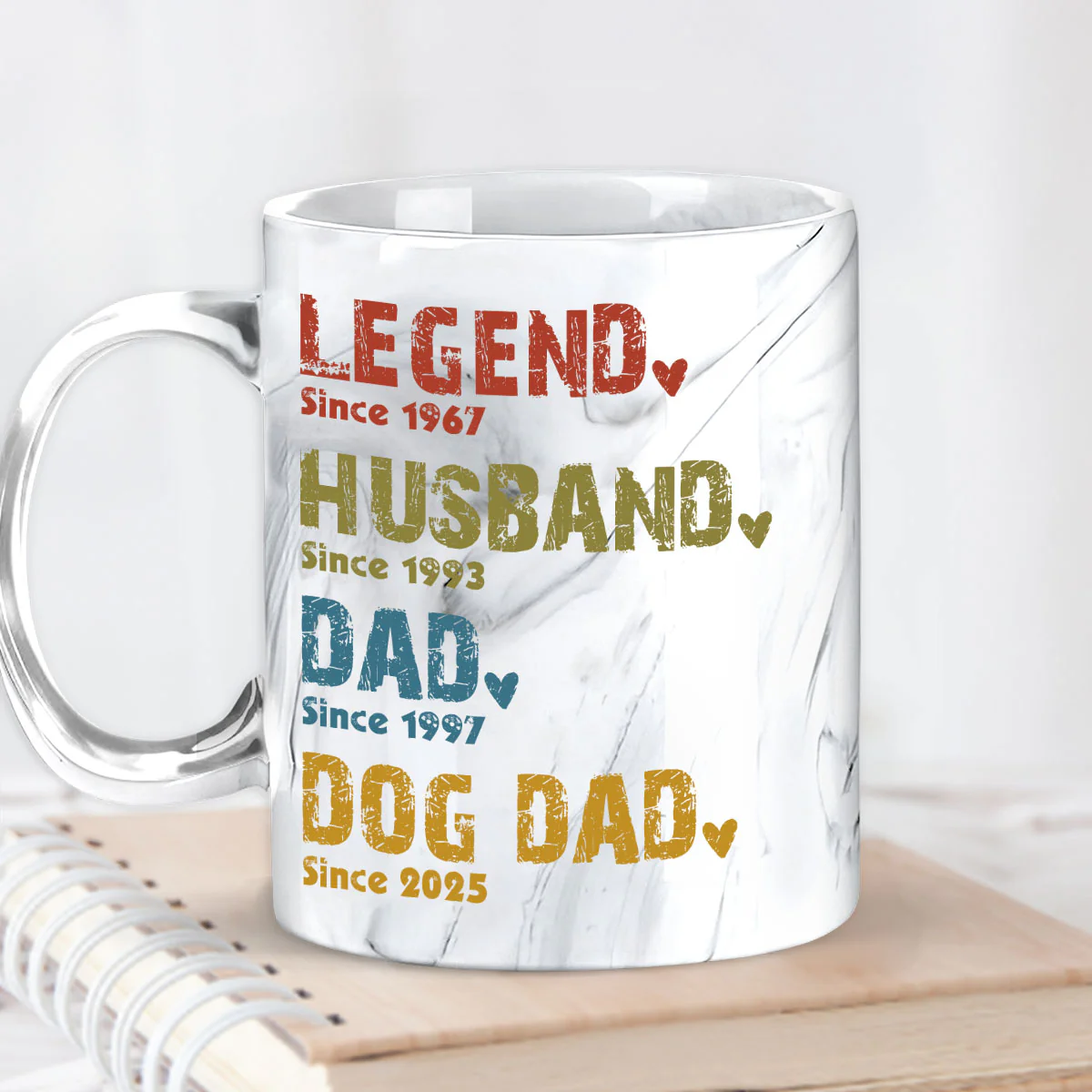 Legend, Husband, Dad, Grandpa - Personalized Custom Grey Marble Mug - Image 4