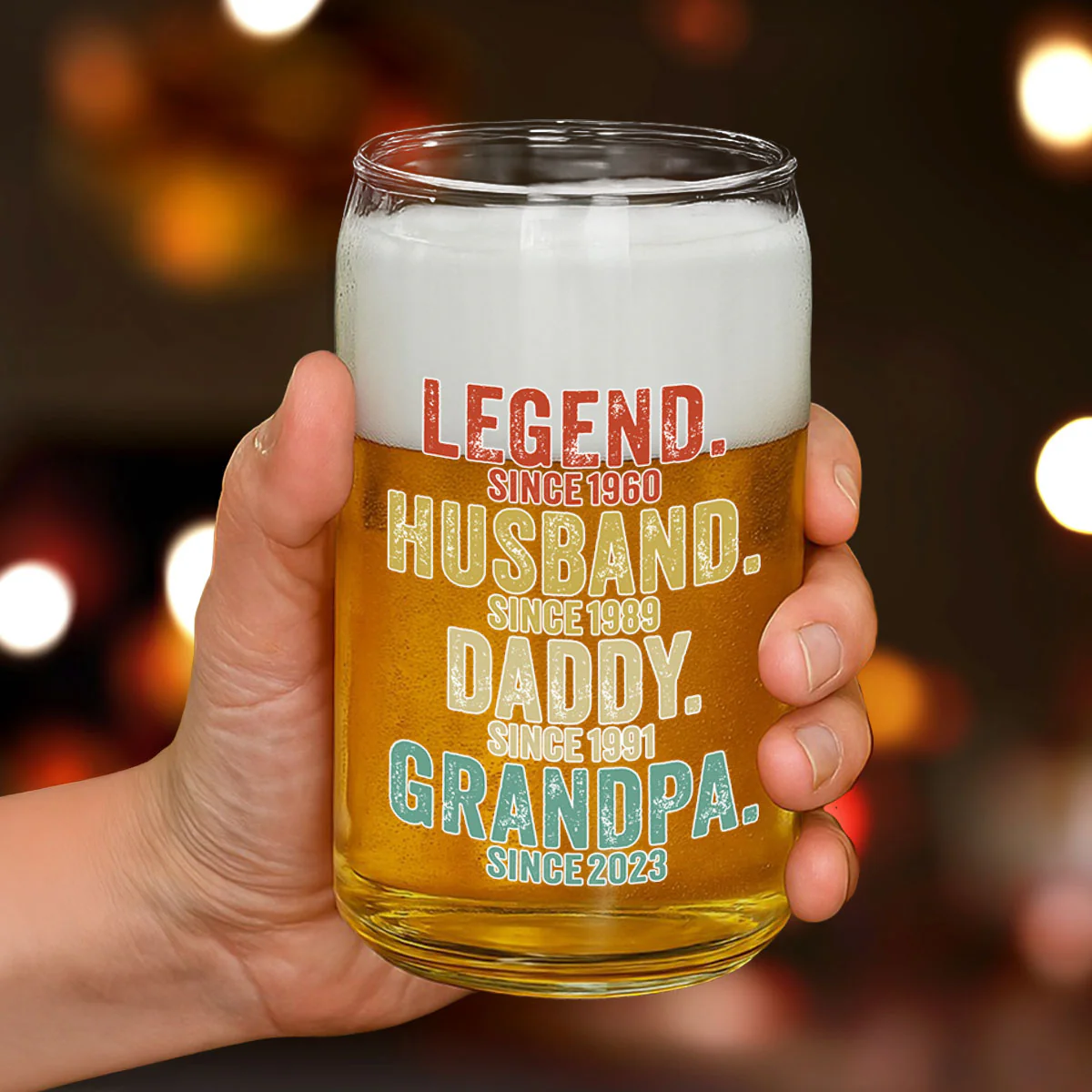 Legend Husband Dad Papa - Personalized Custom Beer Can Glass