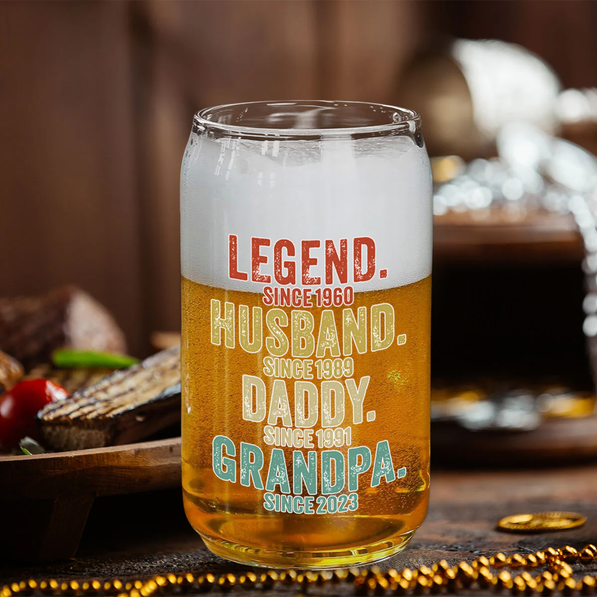 Legend Husband Dad Papa - Personalized Custom Beer Can Glass - Image 2