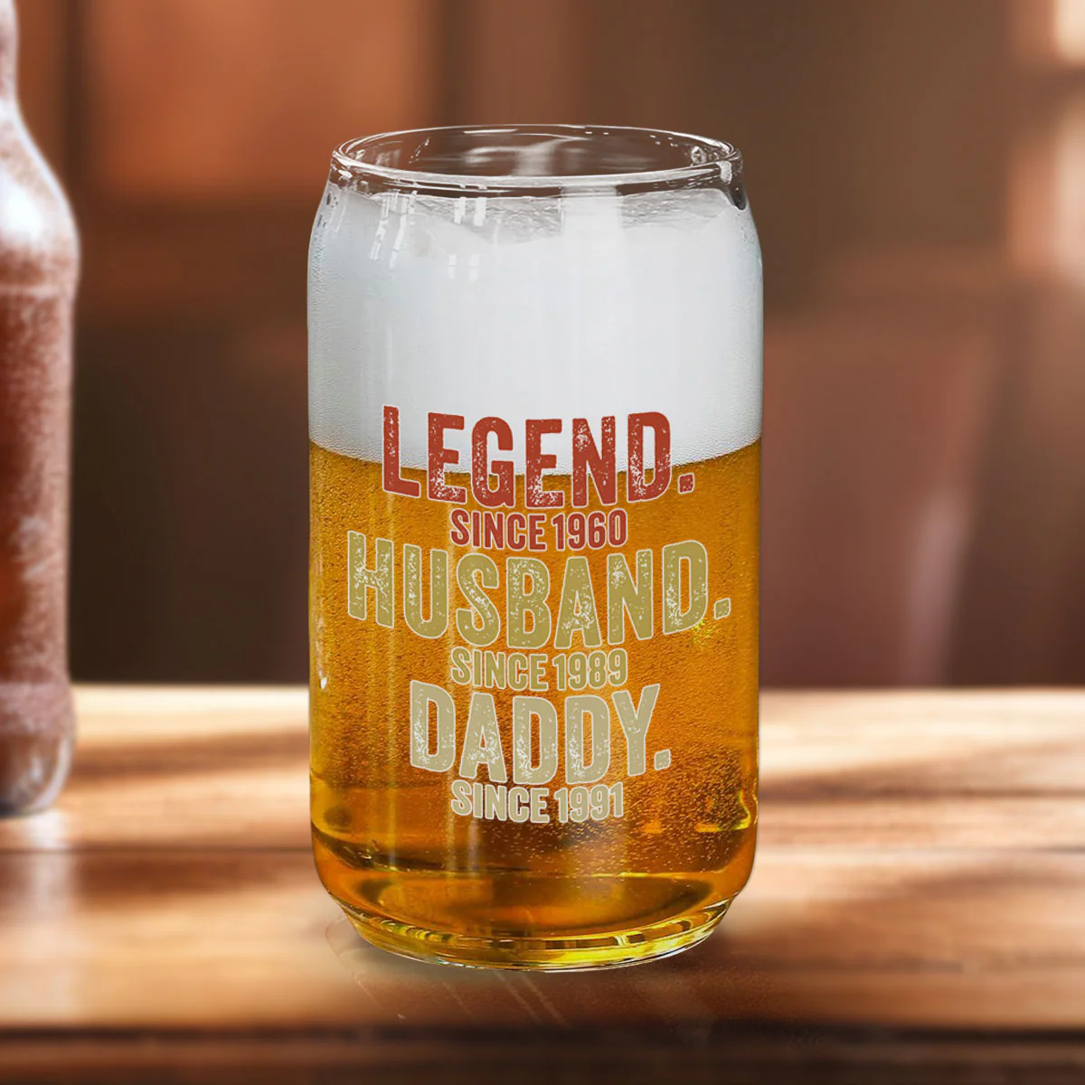 Legend Husband Dad Papa - Personalized Custom Beer Can Glass - Image 3