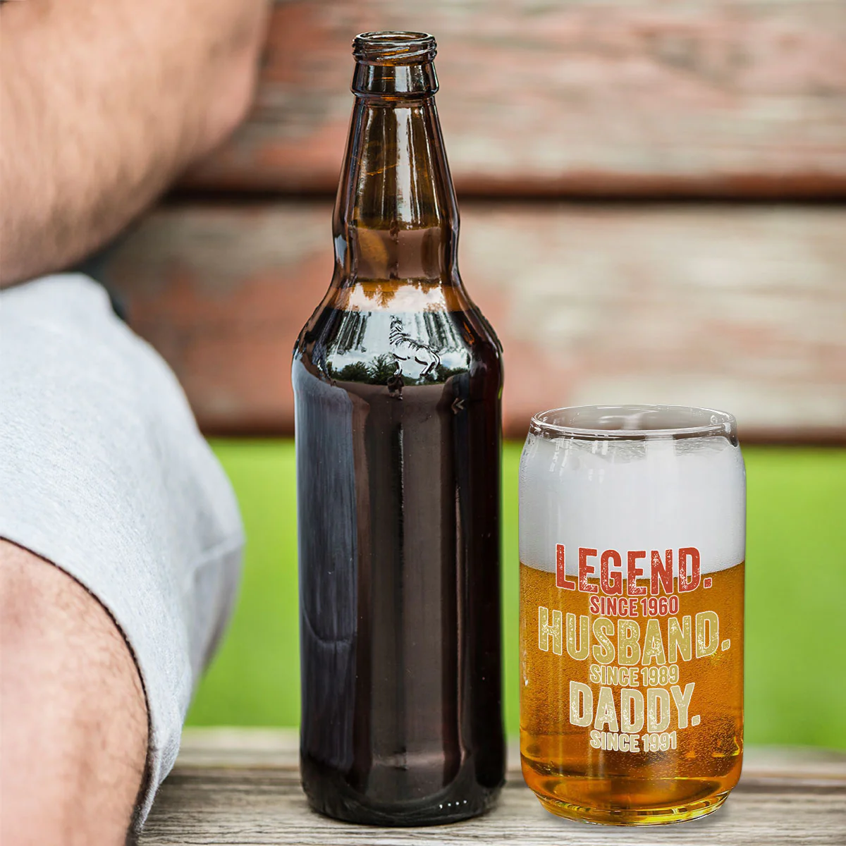 Legend Husband Dad Papa - Personalized Custom Beer Can Glass - Image 4