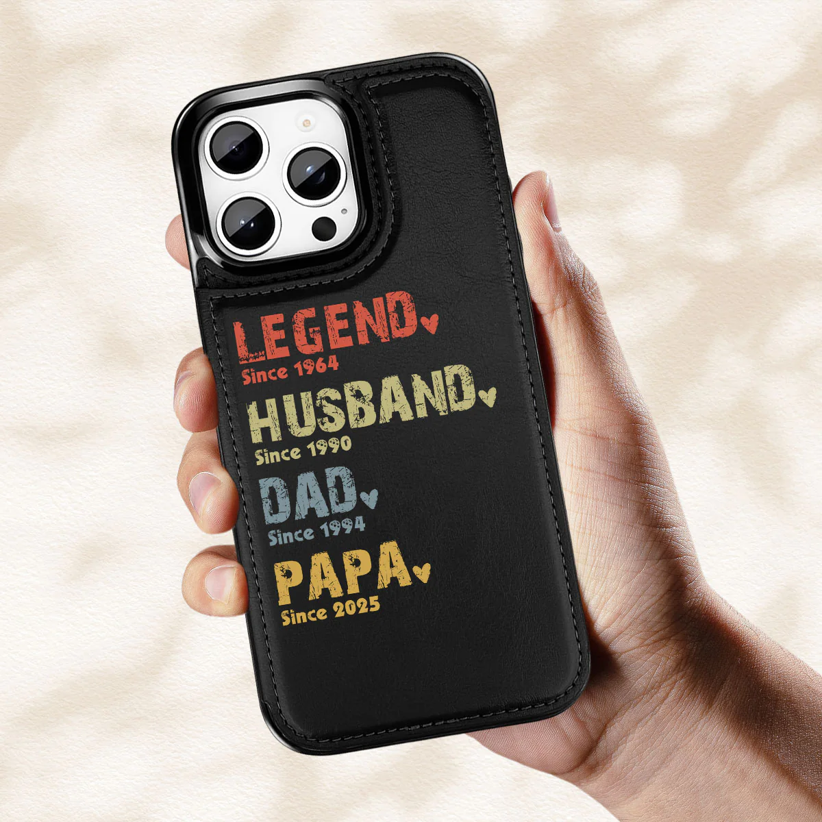 Legend Husband Dad Papa - Personalized Custom Leather Phone Case - Image 2