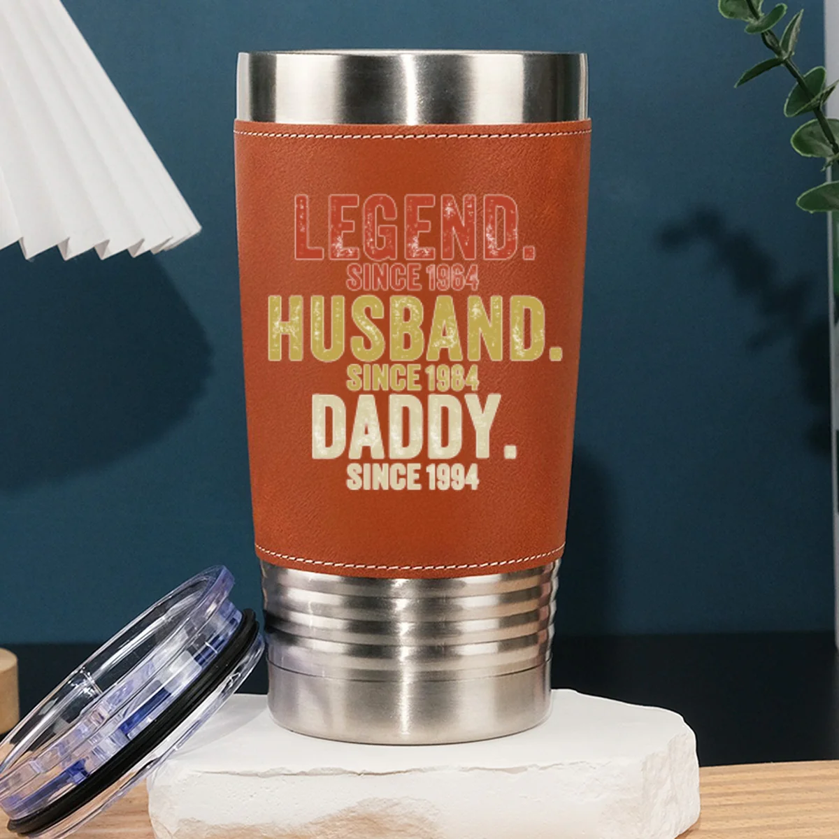Legend Husband Dad Papa - Personalized Custom Leather Tumbler - Image 6