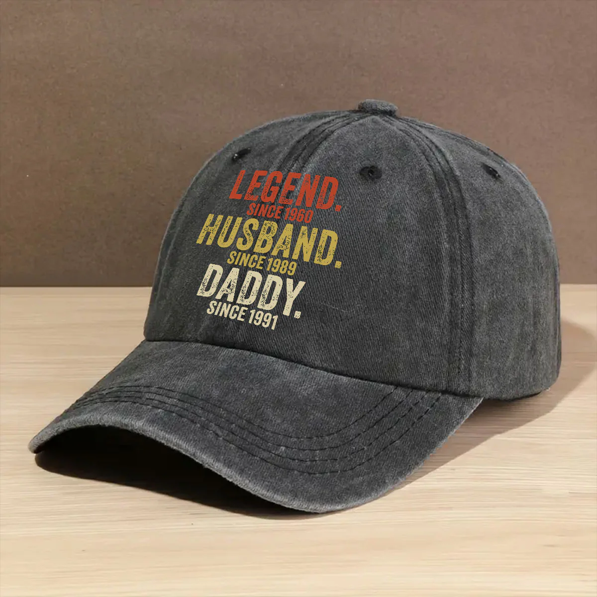 Legend Husband Dad Papa - Personalized Custom Vintage Washed Denim Cap - Image 2
