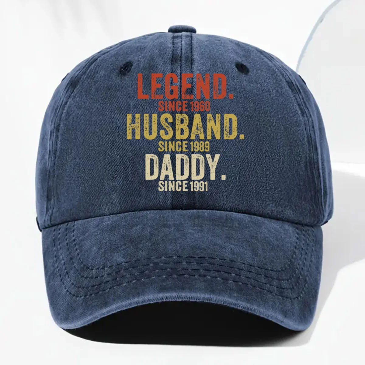 Legend Husband Dad Papa - Personalized Custom Vintage Washed Denim Cap - Image 8