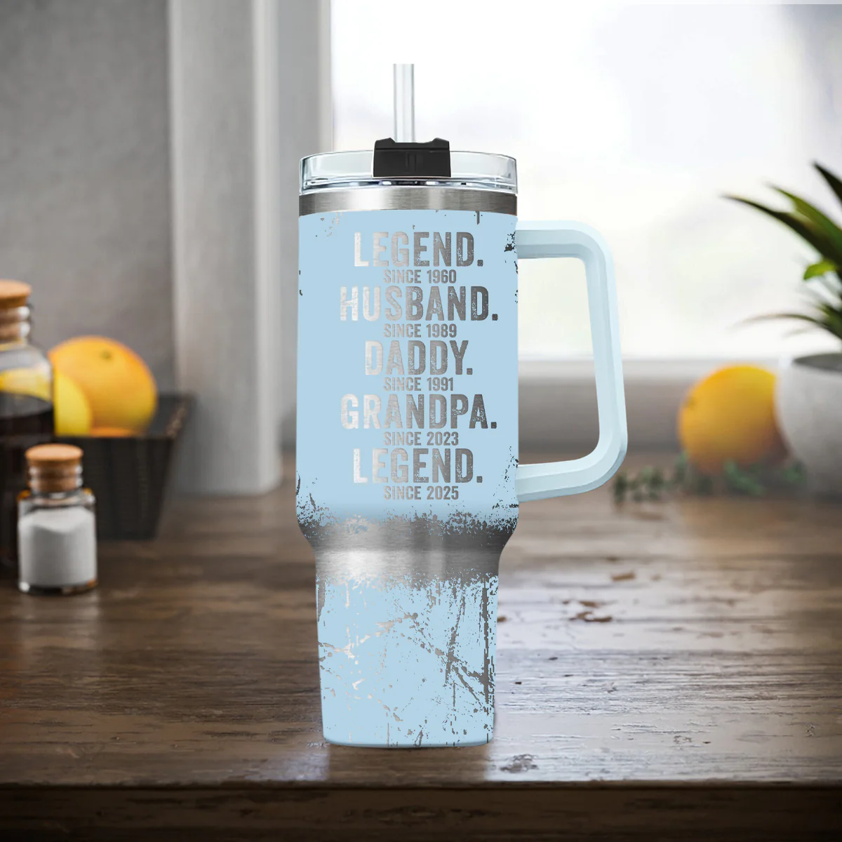 Legend Husband Dad - Personalized Custom Engraved 40oz Tumbler With Handle - Image 5