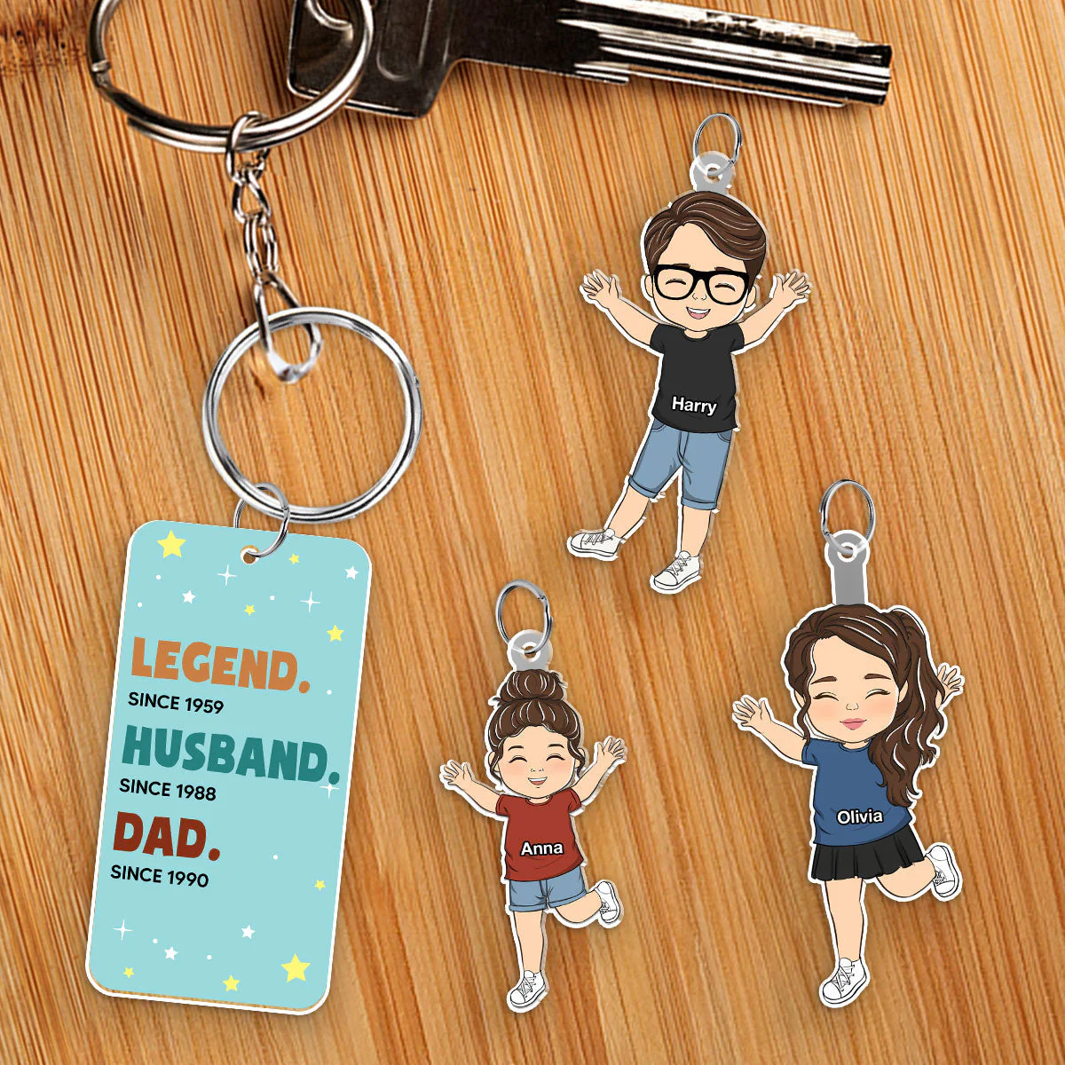 Legend Husband Daddy - Personalized Acrylic Tag Keychain - Image 3