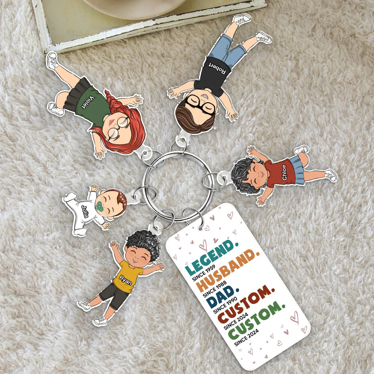 Legend Husband Daddy - Personalized Acrylic Tag Keychain - Image 4
