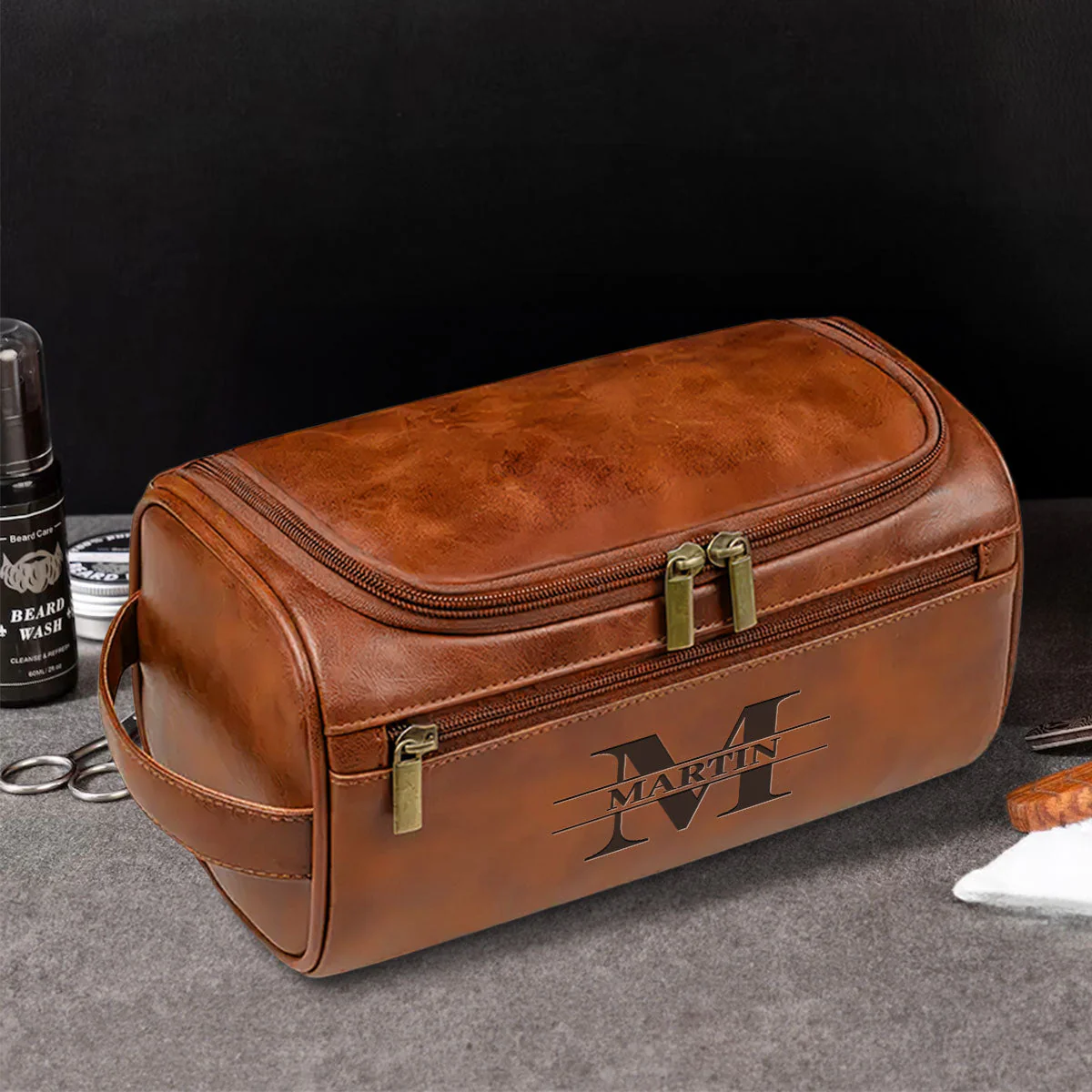 Legend - Personalized Custom Engraved Leather Toiletry Bag - Image 4