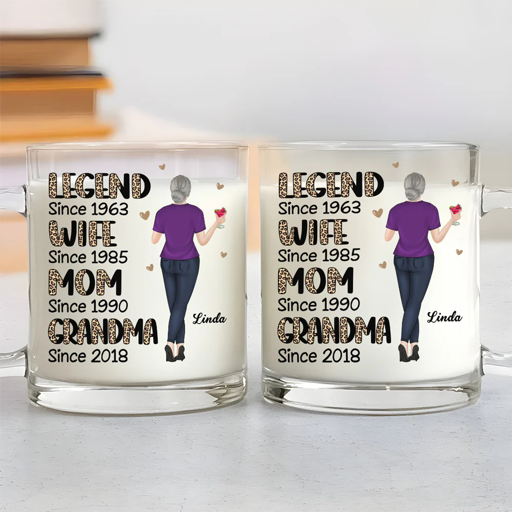 Legend Wife Mom Grandma - Personalized Custom Glass Mug - Image 4