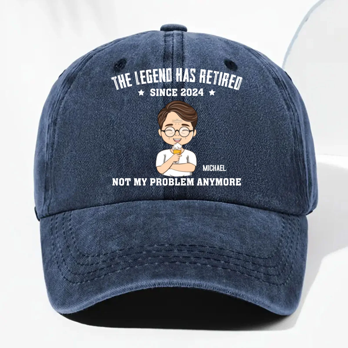 Lengend Has Retired - Personalized Custom Vintage Washed Denim Cap - Image 9