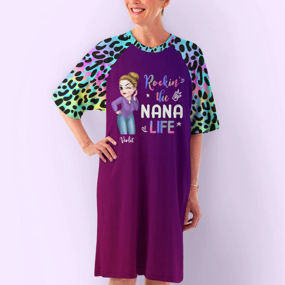 Leopard Grandma Life - Personalized Custom 3/4 Sleeve Dress - Image 4