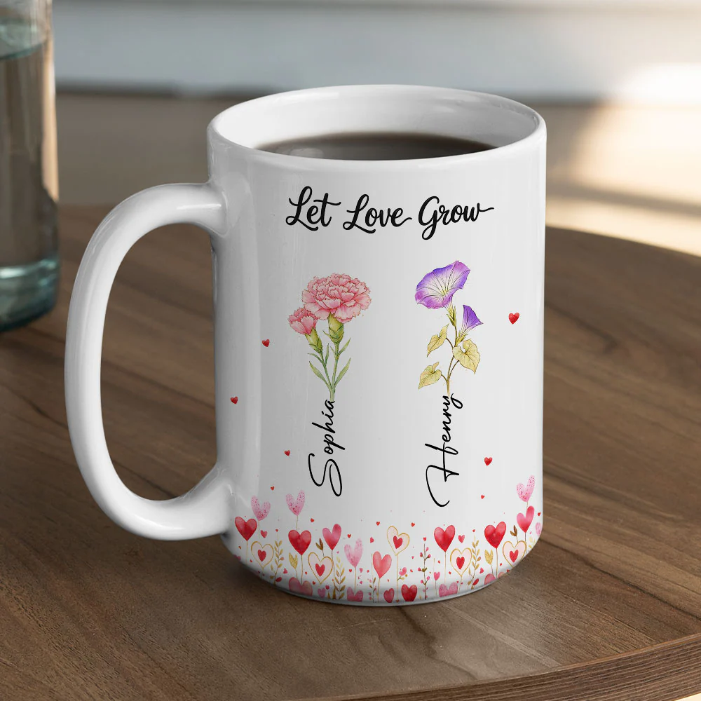Let Love Grow - Personalized Custom Coffee Mug - Image 4