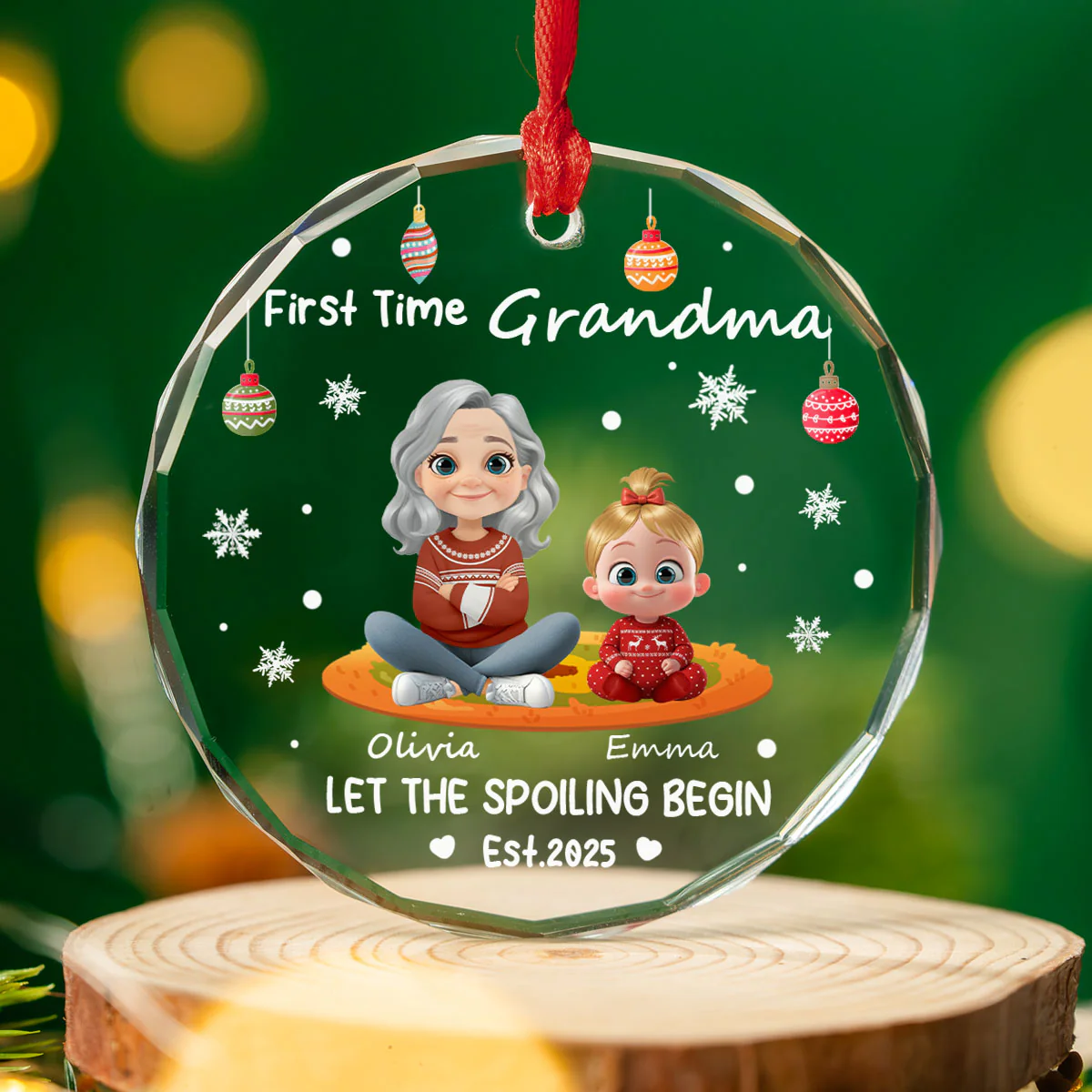 Let The Spoiling Begin - Personalized Custom Glass Ornament - Image 2