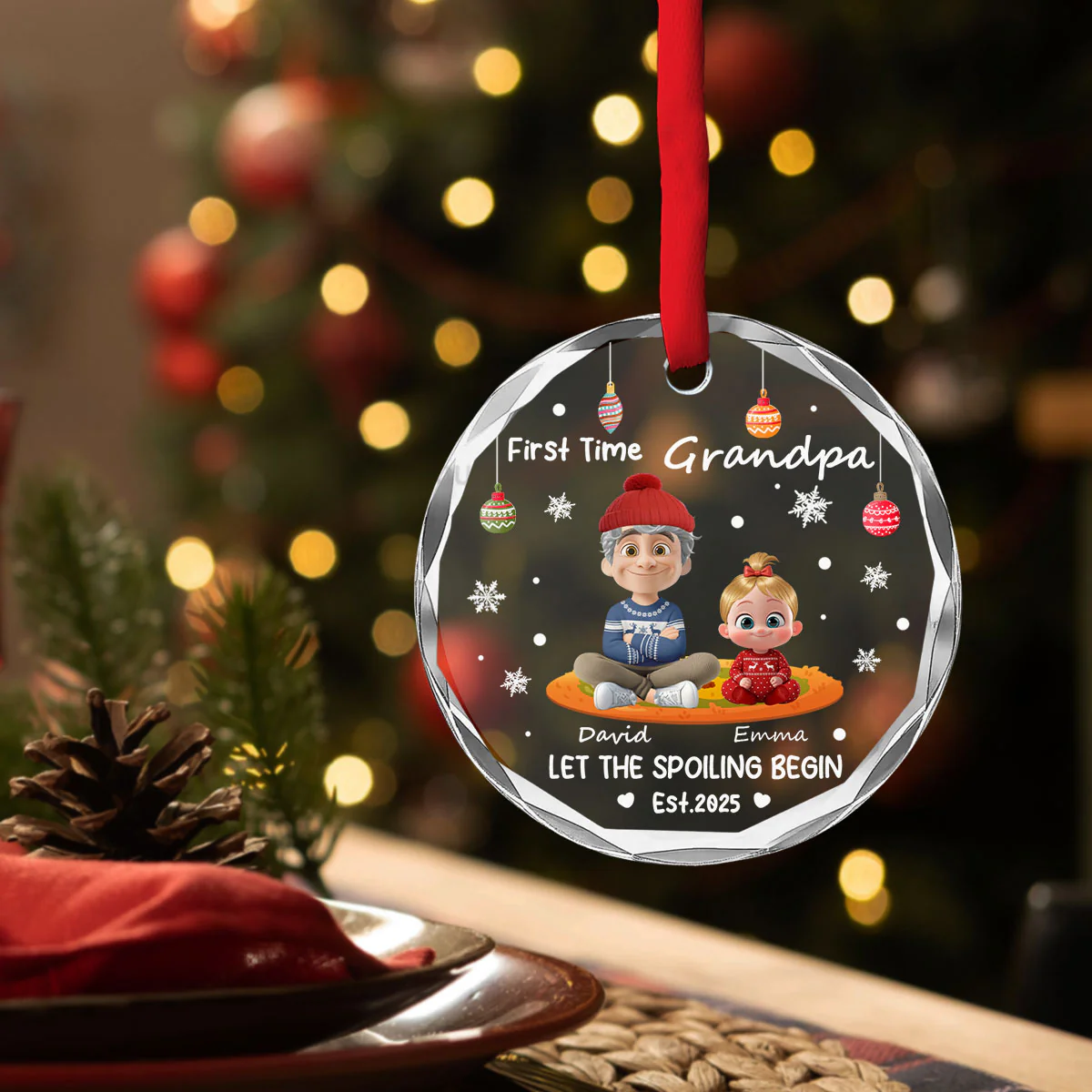 Let The Spoiling Begin - Personalized Custom Glass Ornament - Image 3