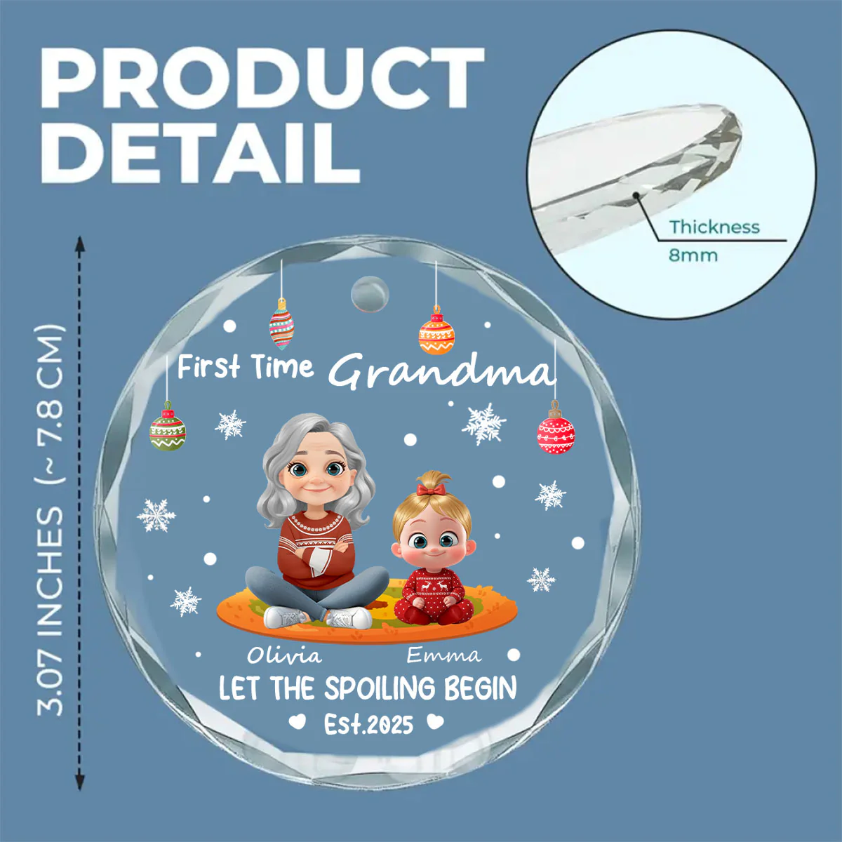 Let The Spoiling Begin - Personalized Custom Glass Ornament - Image 5