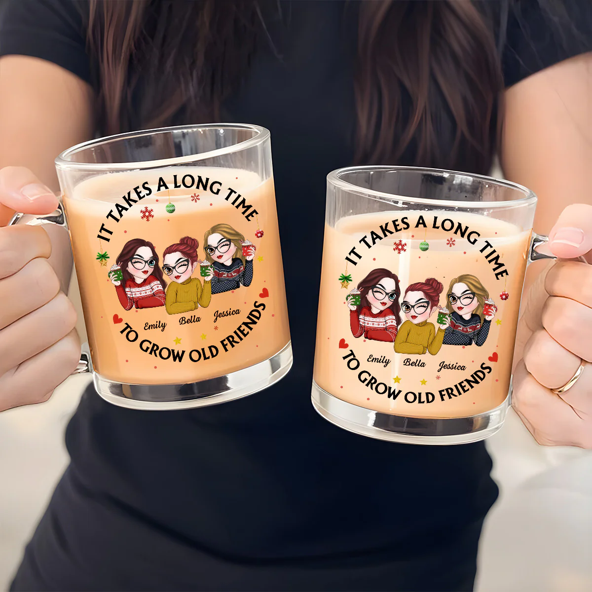 Lets Be Friends Until We Are Old - Personalized Custom Glass Mug - Image 2