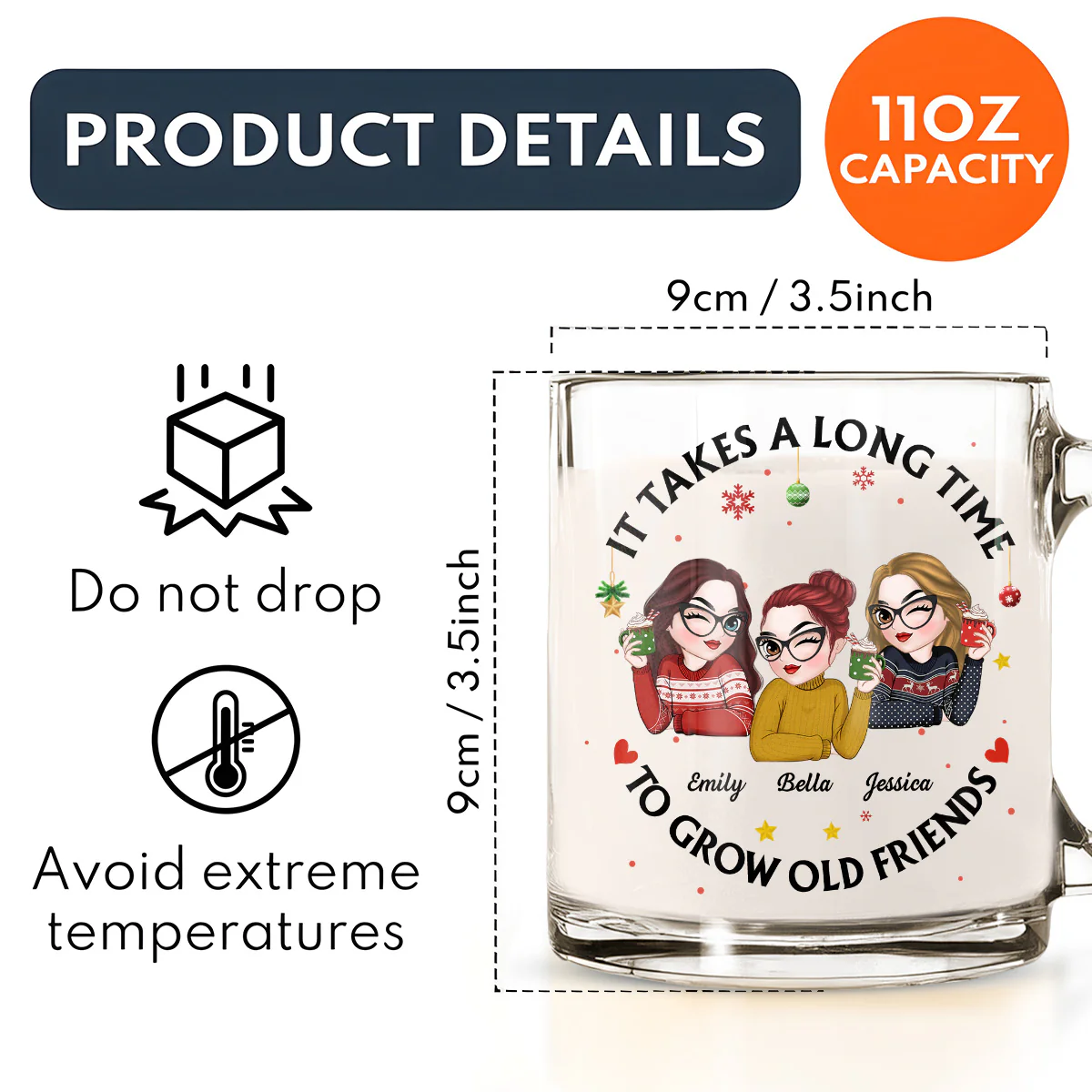 Lets Be Friends Until We Are Old - Personalized Custom Glass Mug - Image 5