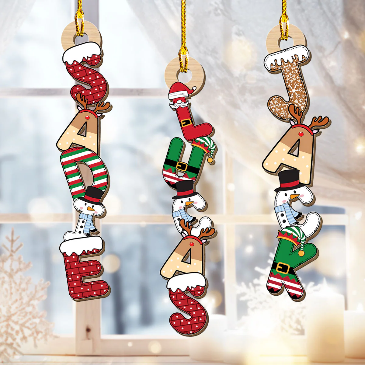 Letter Name Christmas - Personalized Custom Wood Ornament