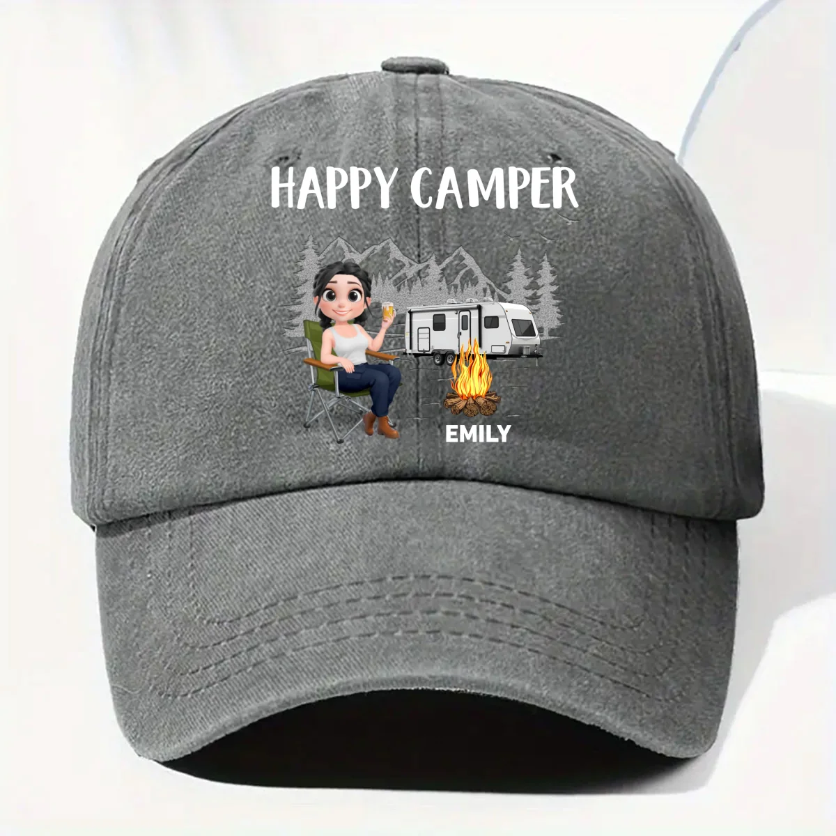 Life Is Better Around A Campfire - Personalized Custom Vintage Washed Denim Cap - Image 8