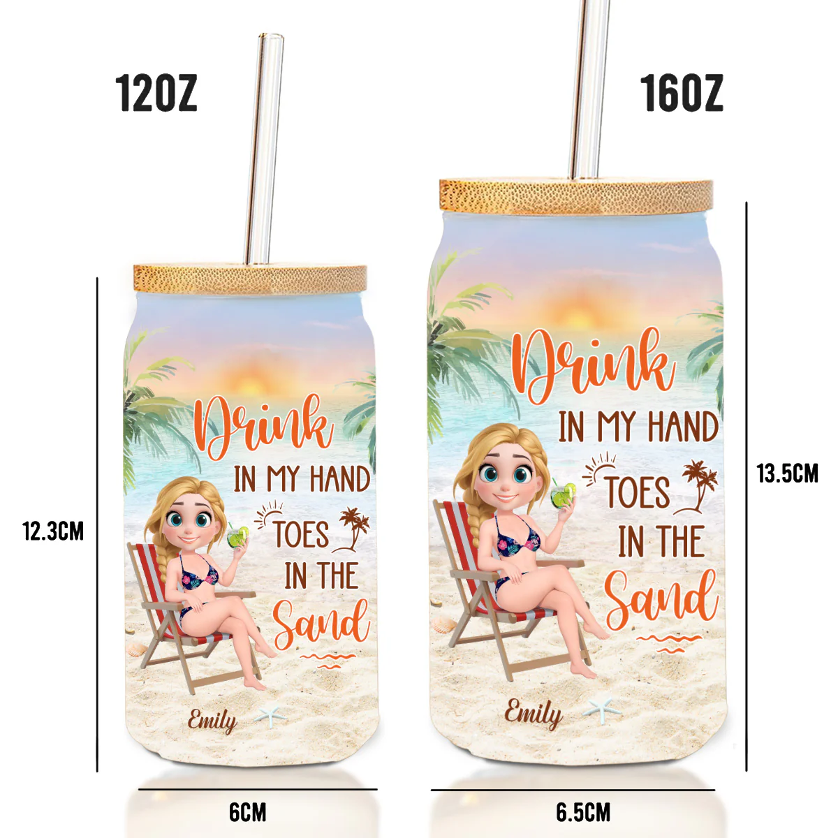 Life Is Better At The Beach - Personalized Custom Glass Can - Image 6