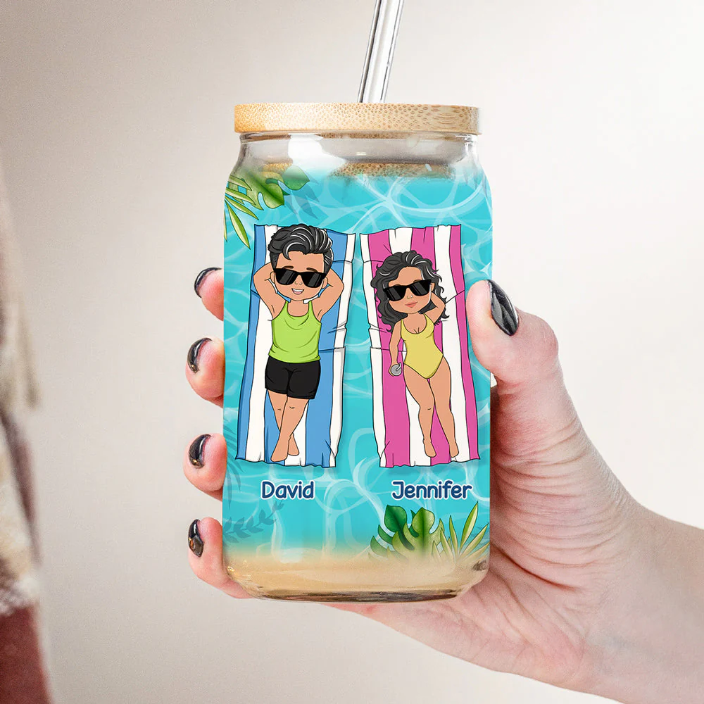 Life Is Better By The Pool - Personalized Custom Glass Can - Image 2