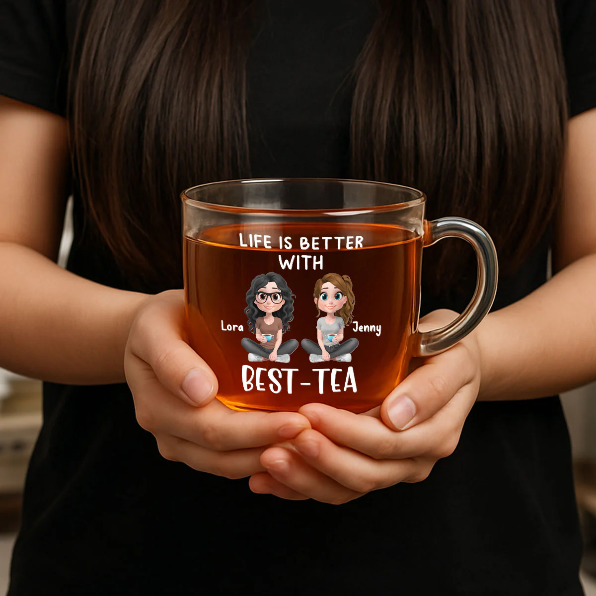 Life Is Better With Best Tea - Personalized Custom Glass Tea Cup - Image 2