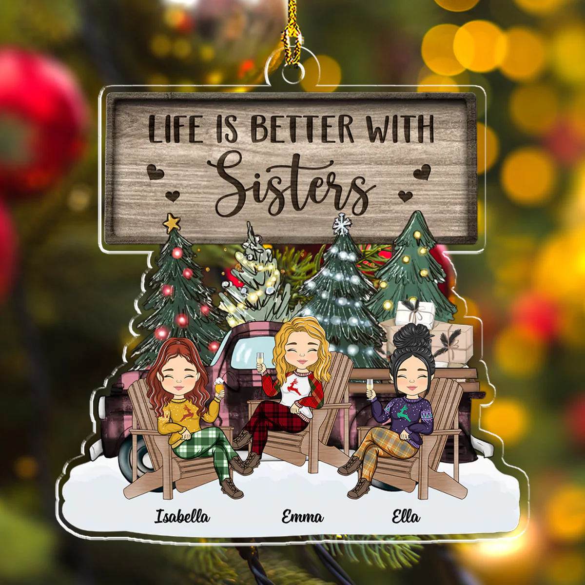 Life Is Better With Besties - Presonalized Custom Acrylic Ornament - Image 2
