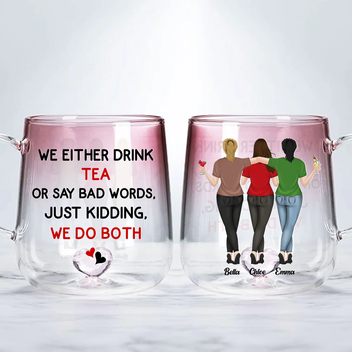 Life Is Better With Coffee - Personalized Custom Pink Gradient Glass Mug - Image 2