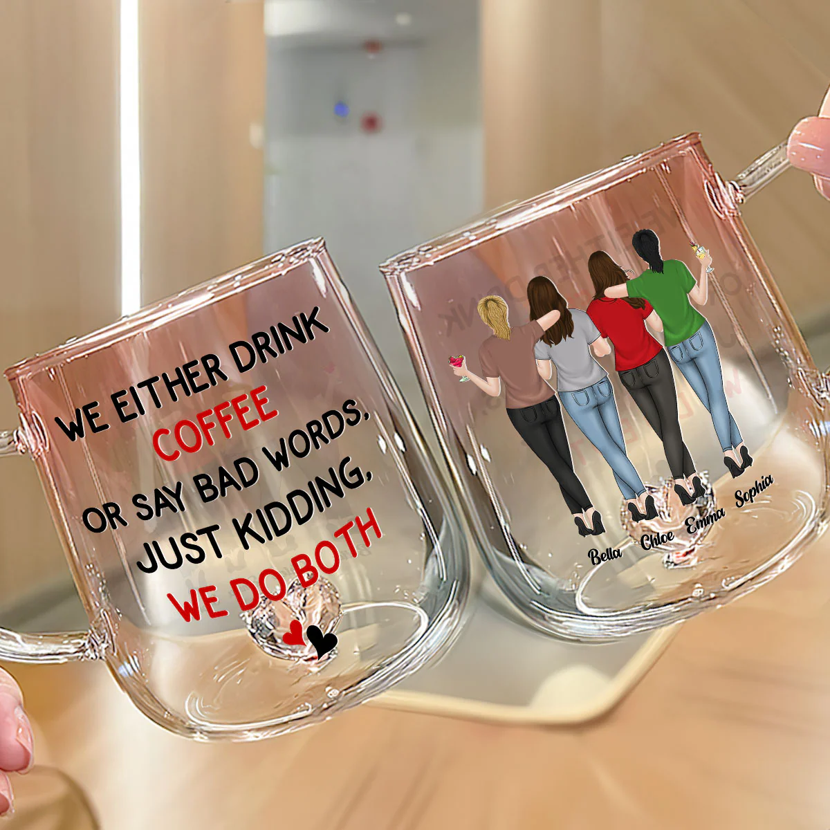 Life Is Better With Coffee - Personalized Custom Pink Gradient Glass Mug - Image 3