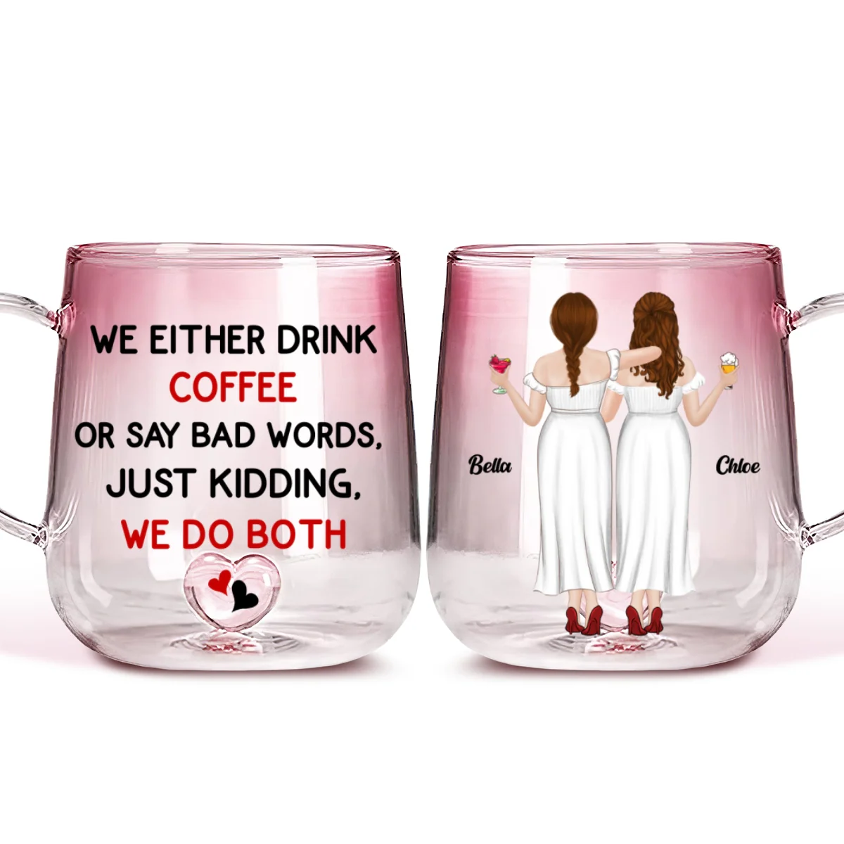 Life Is Better With Coffee - Personalized Custom Pink Gradient Glass Mug - Image 6