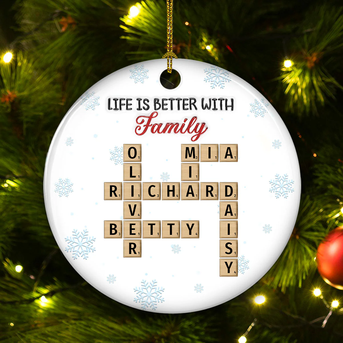 Life Is Better With Family - Personalized Custom 3D Inflated Effect Ceramic Ornament