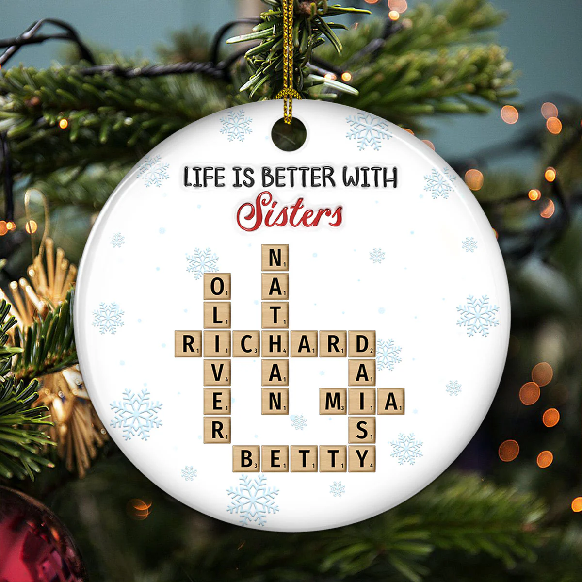 Life Is Better With Family - Personalized Custom 3D Inflated Effect Ceramic Ornament - Image 4