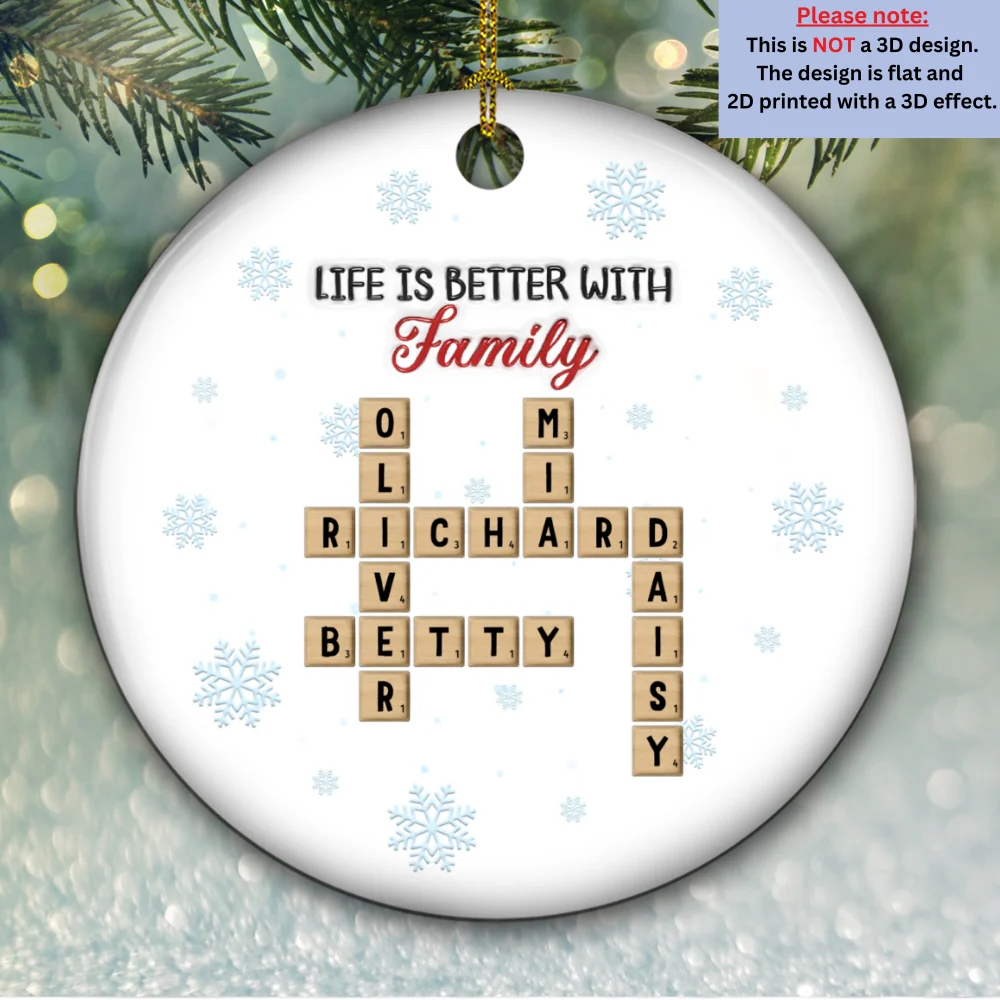 Life Is Better With Family - Personalized Custom 3D Inflated Effect Ceramic Ornament - Image 5