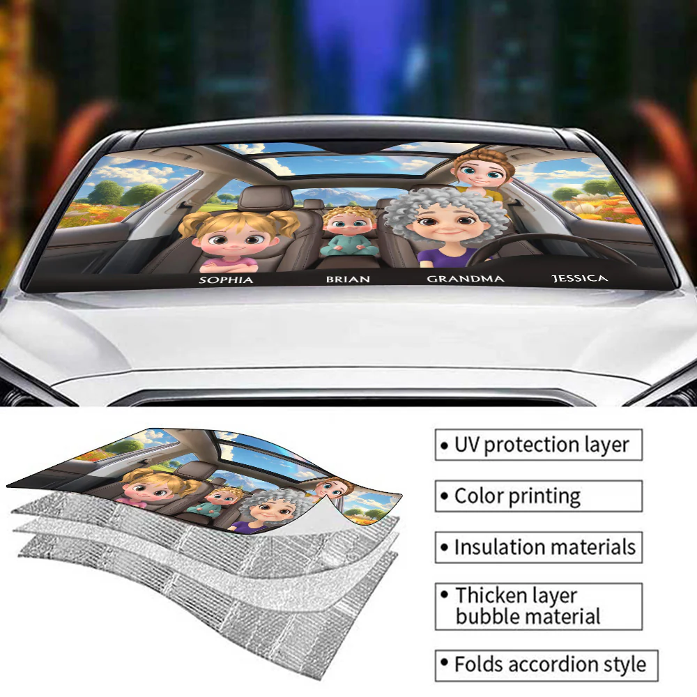 Life Is Better With Grandkids - Personalized Car Sunshade - Image 3