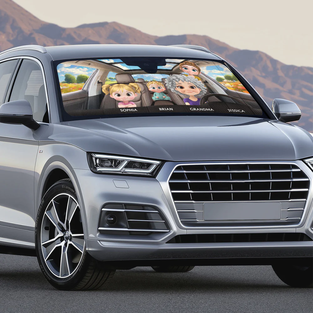 Life Is Better With Grandkids - Personalized Car Sunshade - Image 4