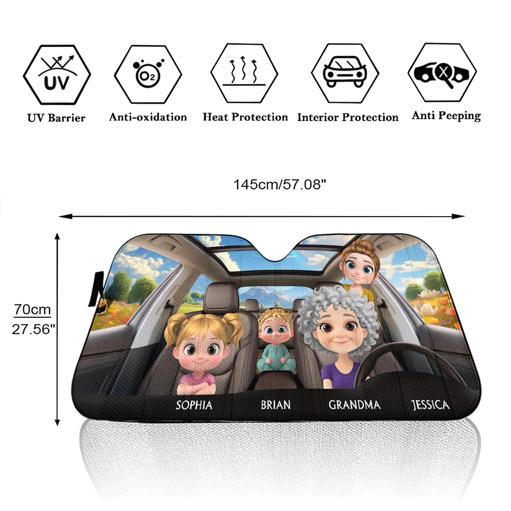 Life Is Better With Grandkids - Personalized Car Sunshade - Image 6