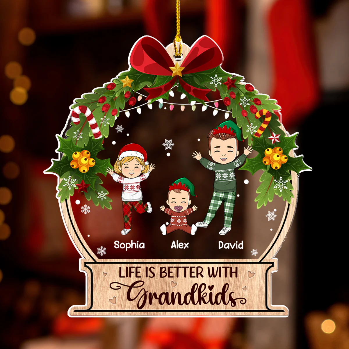 Life Is Better With Grandkids - Personalized Custom Acrylic Ornament - Image 3