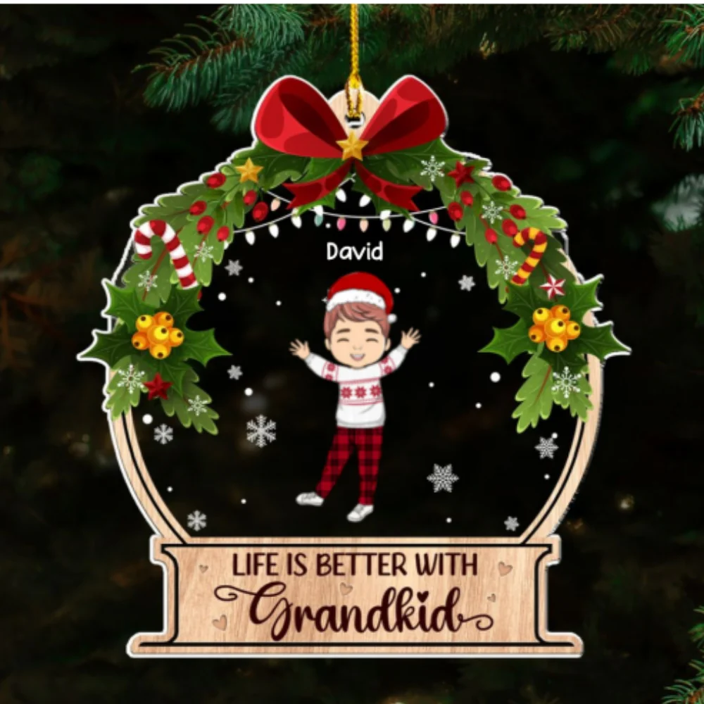 Life Is Better With Grandkids - Personalized Custom Acrylic Ornament - Image 6
