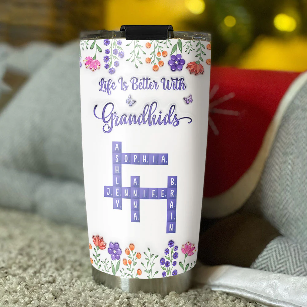 Life Is Better With Lovely Grandkids - Personalized Custom 3D Inflated Effect Tumbler - Image 3