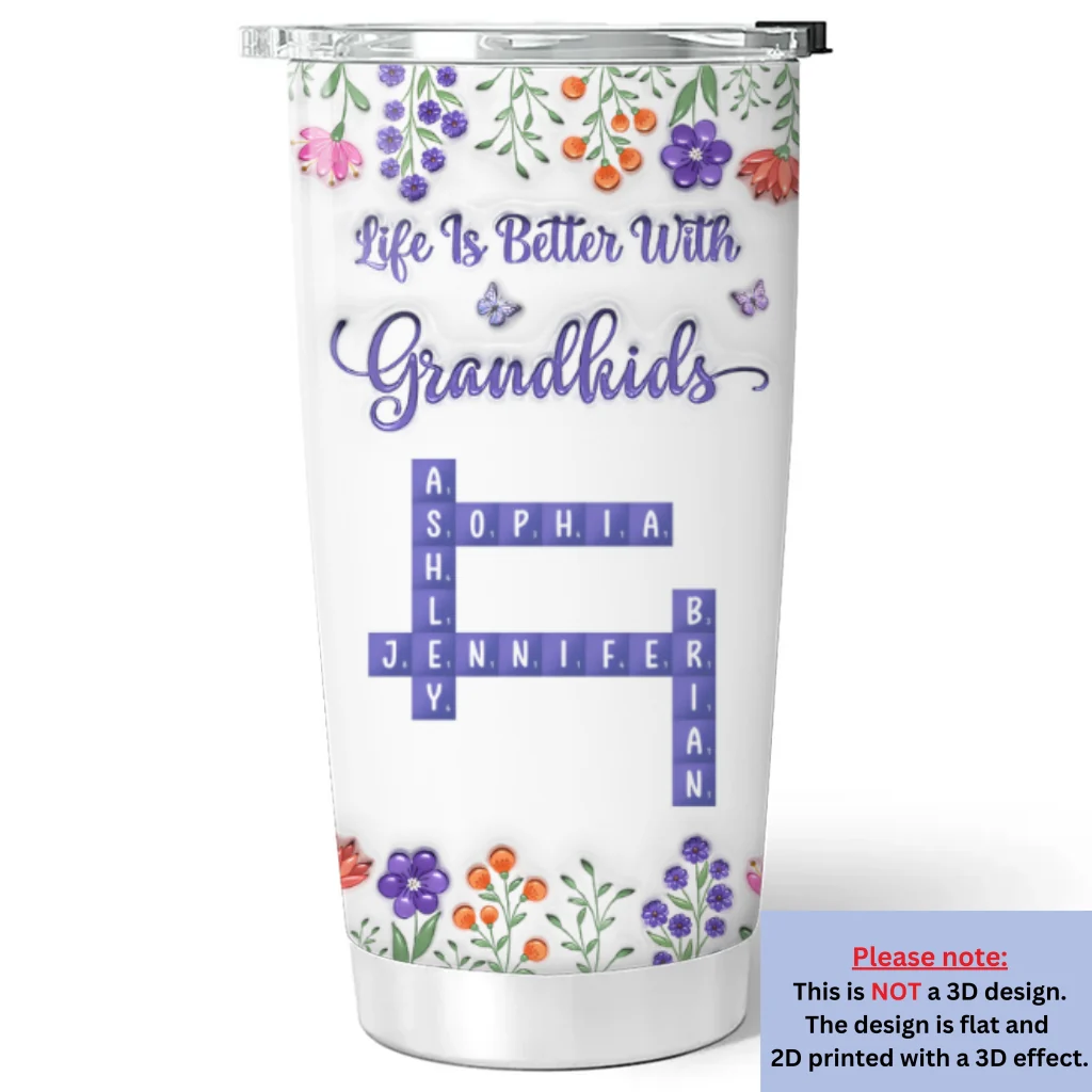 Life Is Better With Lovely Grandkids - Personalized Custom 3D Inflated Effect Tumbler - Image 5