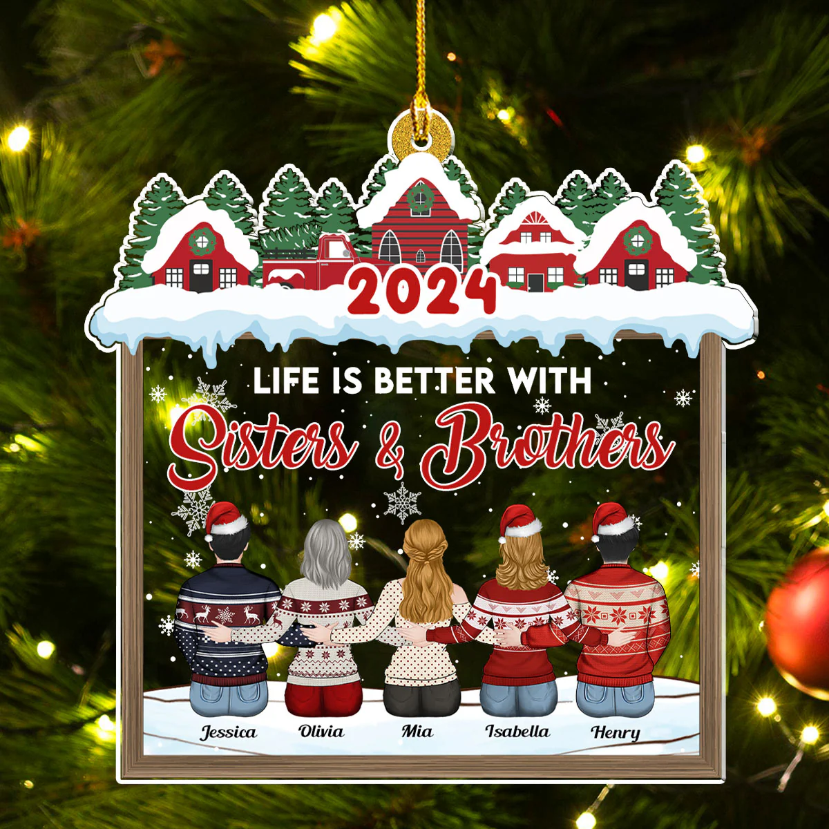 Life Is Better With Siblings - Personalized Custom Acrylic Ornament - Image 3