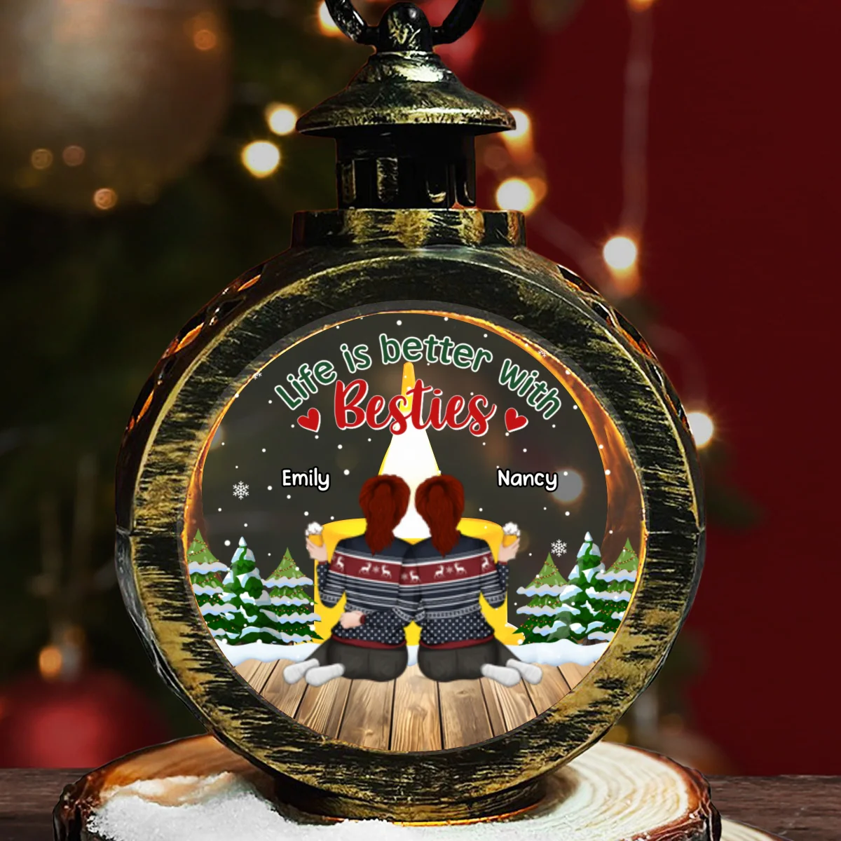 Life Is Better With Sisters - Personalized Custom Christmas Lantern - Image 7