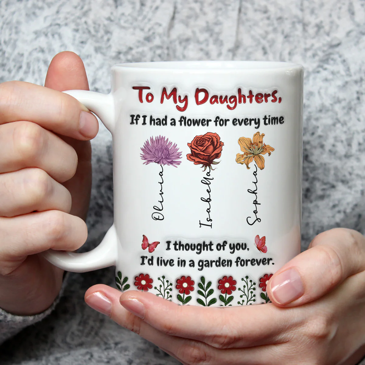 Life Is Sweeter With Daughters - Personalized Custom 3D Inflated Effect Mug - Image 4