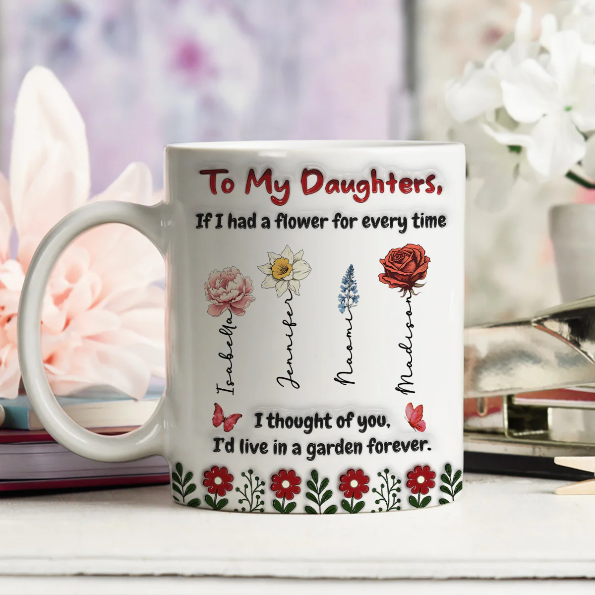 Life Is Sweeter With Daughters - Personalized Custom 3D Inflated Effect Mug - Image 5