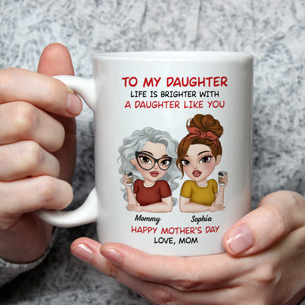 Life Shines With Amazing Daughters - Personalized Custom Coffee Mug - Image 3