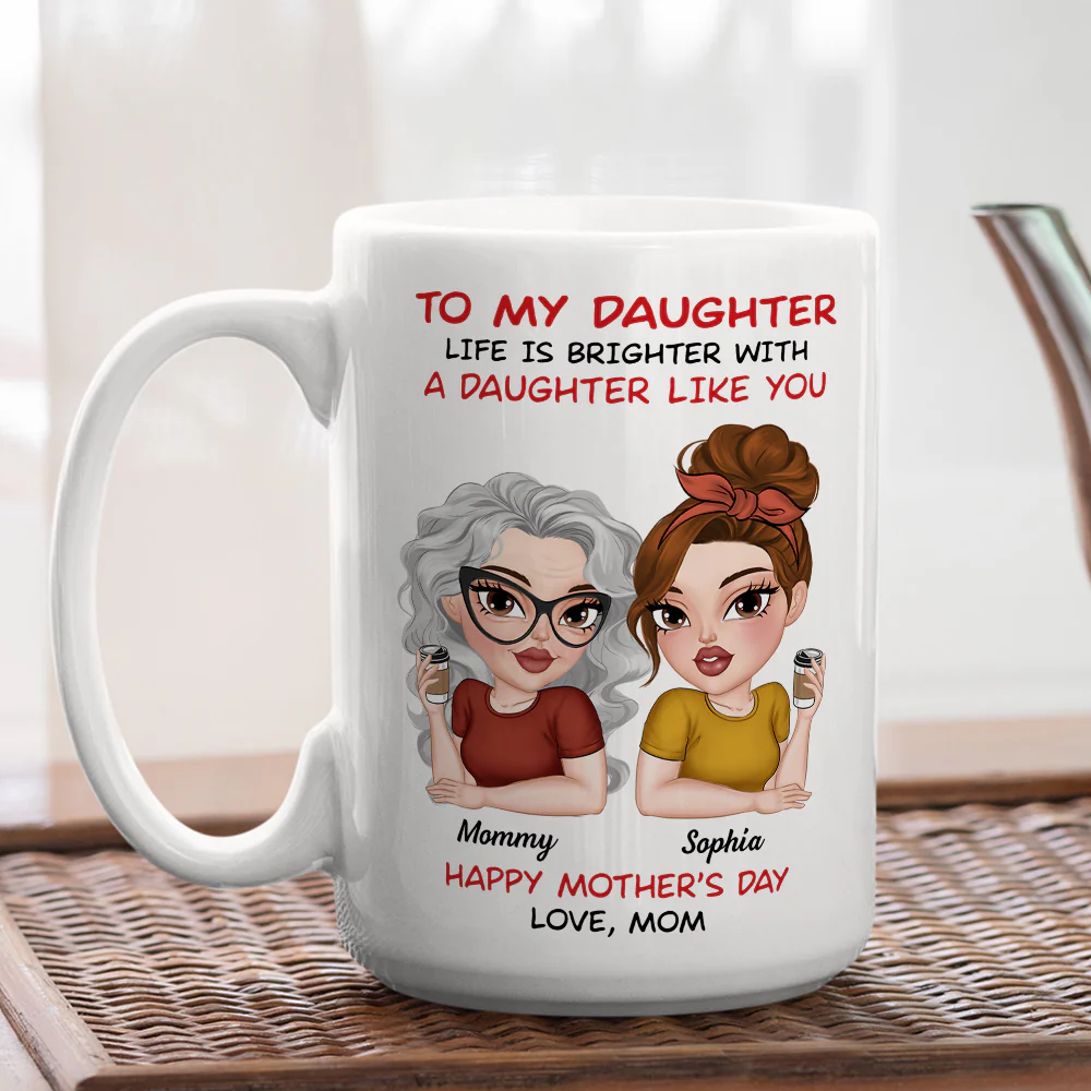 Life Shines With Amazing Daughters - Personalized Custom Coffee Mug - Image 4