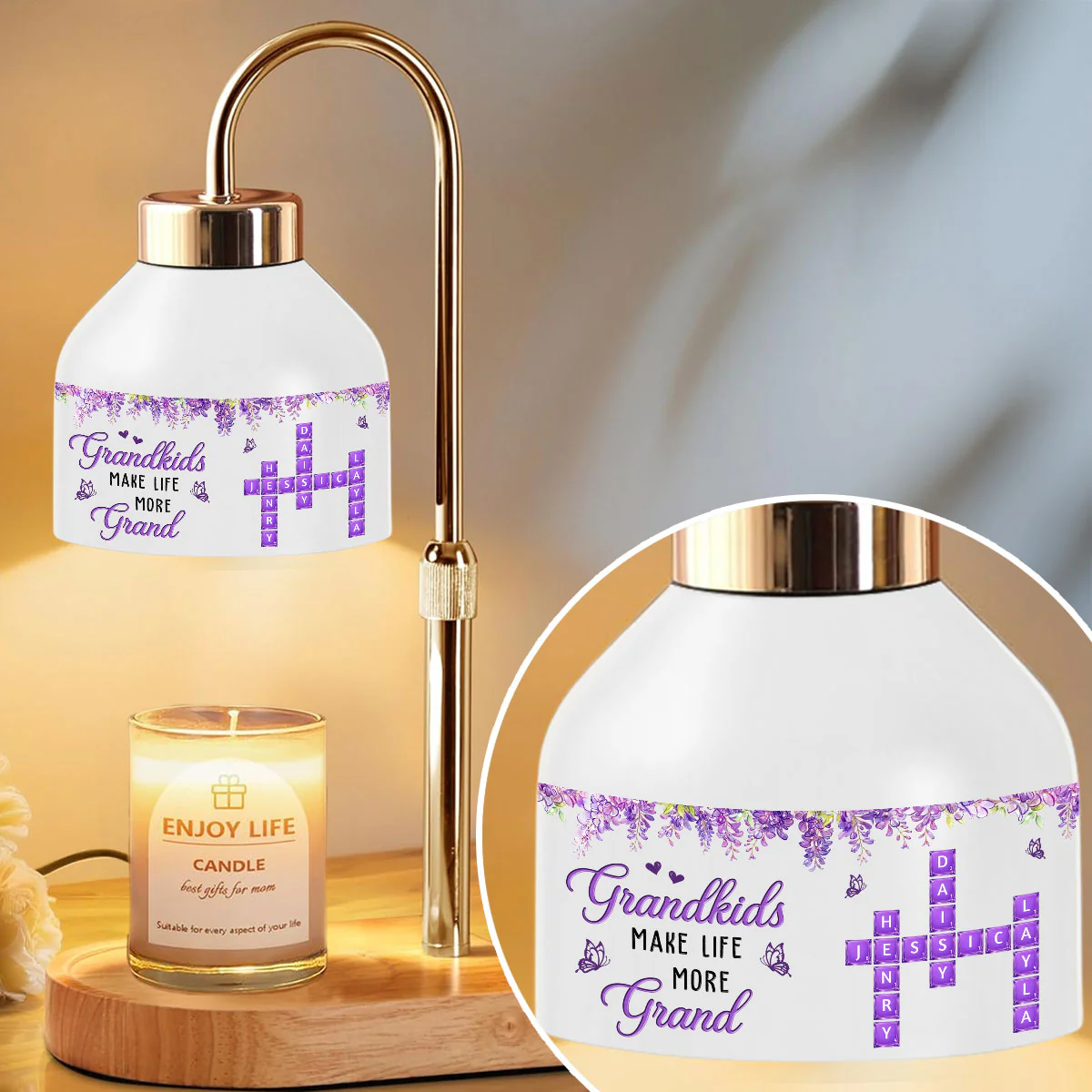 Life With Grandkids - Personalized Custom Candle Warmer Lamp